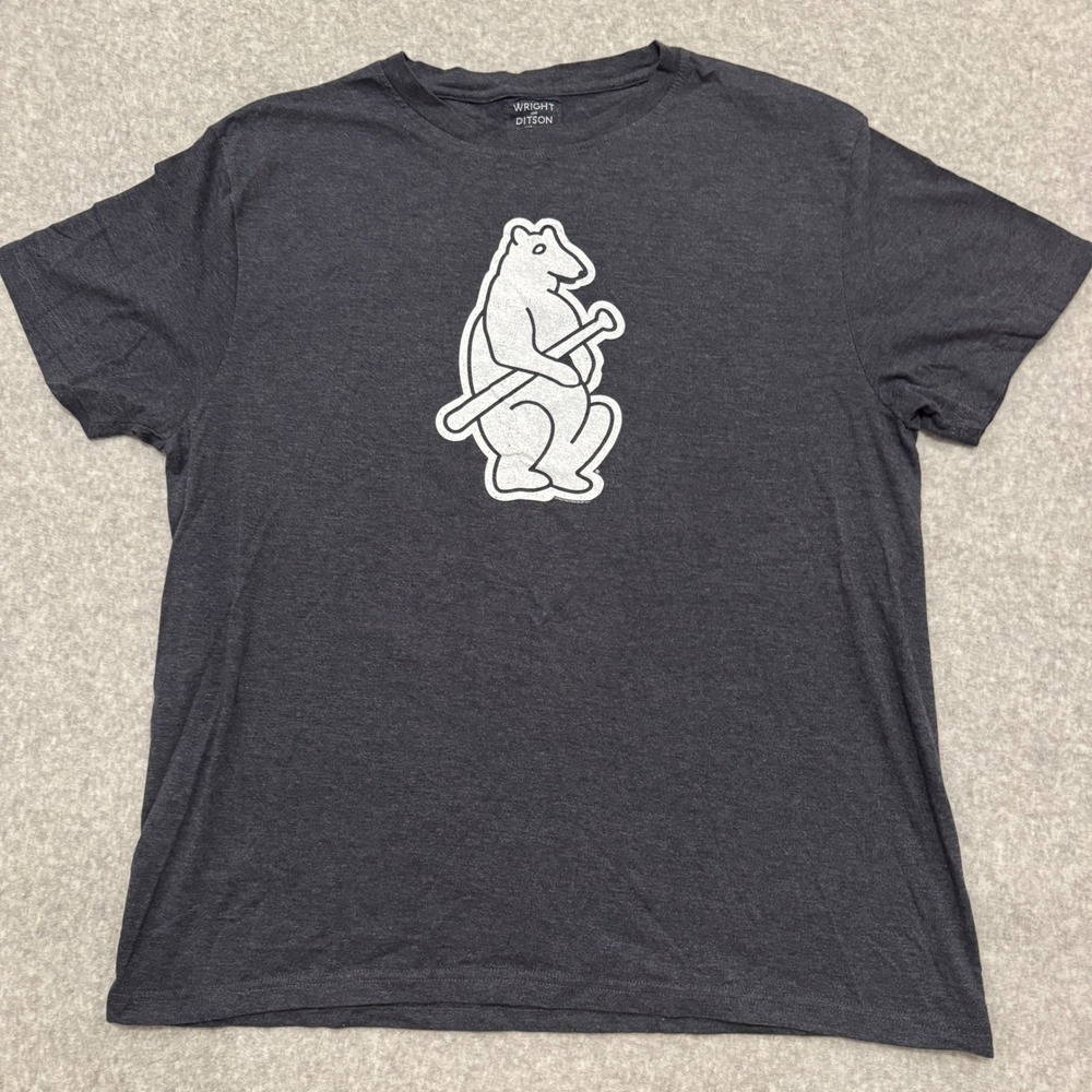 Wright and Ditson Chicago Cubs MLB Bear Graphic T-Shirt Charcoal Gray Mens XL
